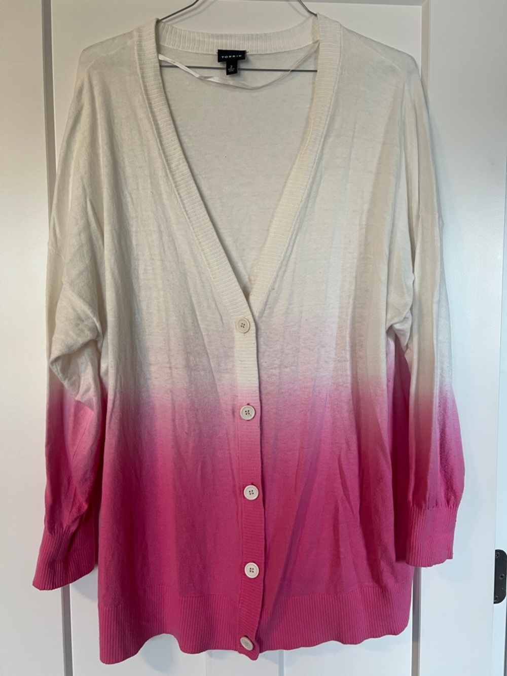 torrid White to Hot Pink Ombre Button Front Cardigan